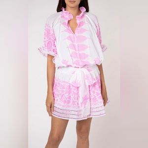 NWT Juliet Dunn Blouson Dress in Pink Dhaka Print Size: 0